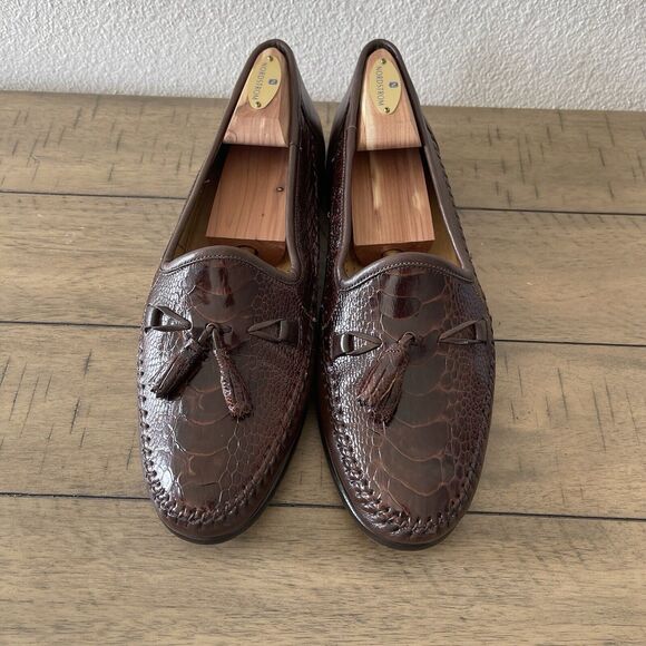 Zelli Genuine Ostrich All Leather Men's Dress Shoe Loafer Size 9.5 Made In Italy